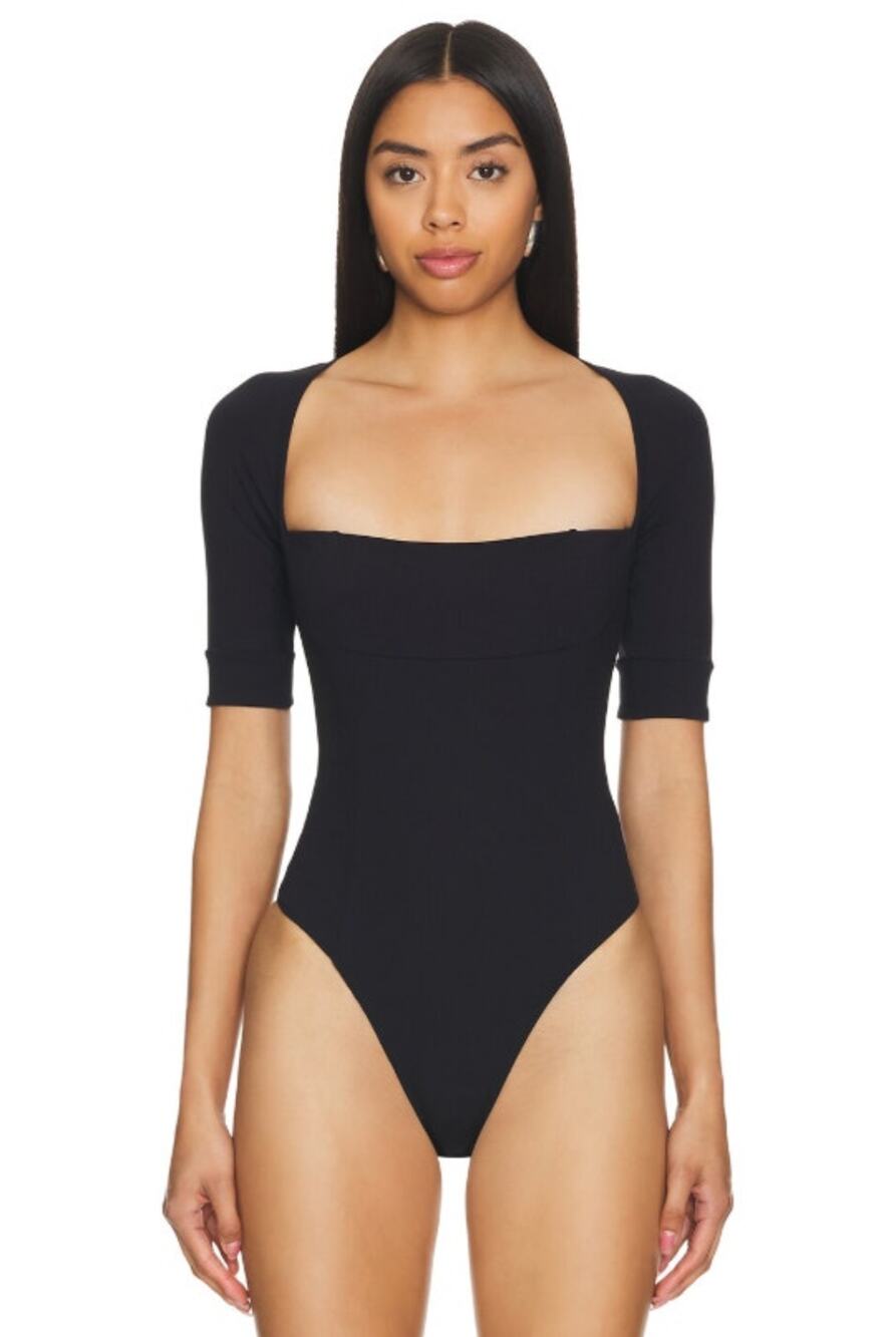 FREE PEOPLE X INTIMATELY FP Everly Bodysuit Small Black 3/4 Sleeve Bolero NWT